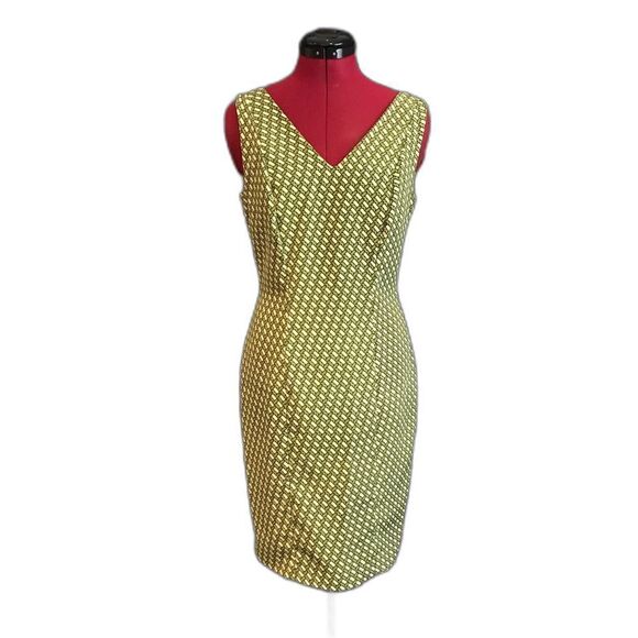 Papillon Dress Women’s Size 6 Green Geometric Sleeveless Sheath - Picture 1 of 9